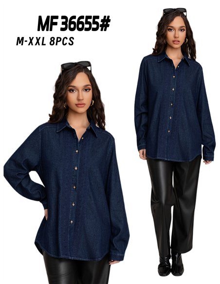 Camisa denim amplia bordada