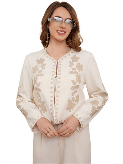 Chaqueta lino bordado floral