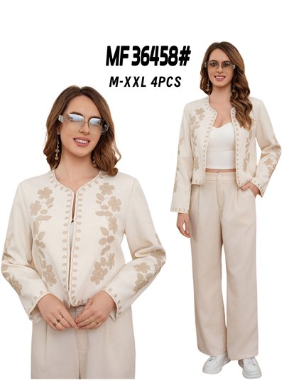 Chaqueta lino bordado floral 2