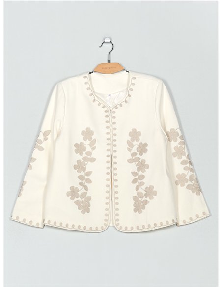 Chaqueta lino bordado floral
