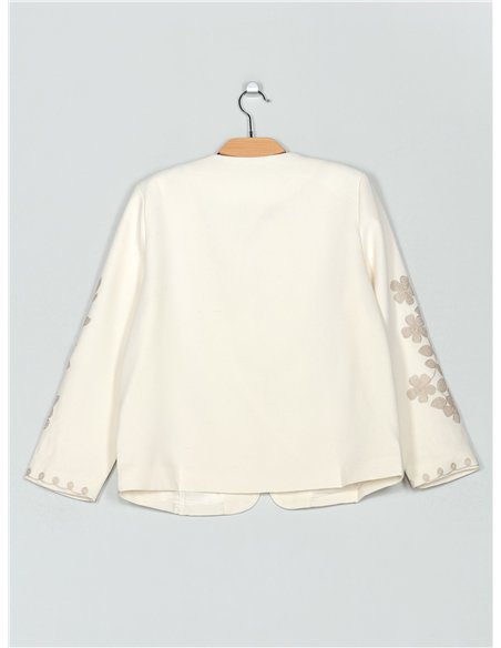 Chaqueta lino bordado floral