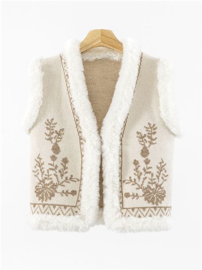 Chaleco punto floral pelo