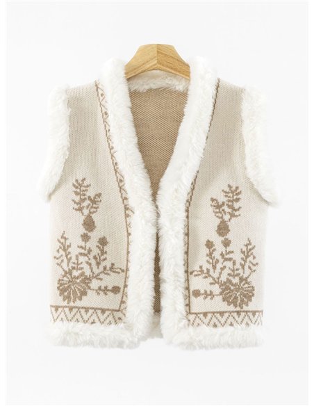 Chaleco punto floral pelo