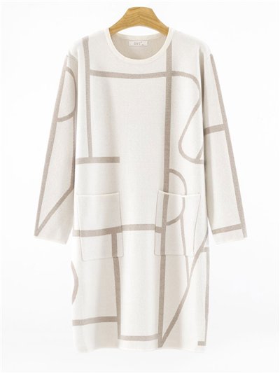 Vestido punto retro bolsillos