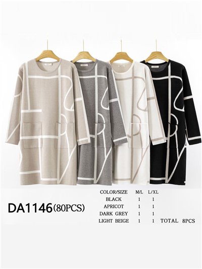 Vestido punto retro bolsillos 2