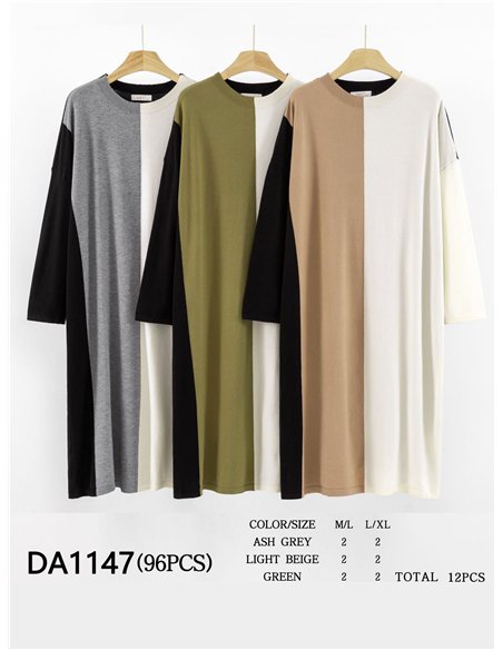 Vestido amplio punto contraste