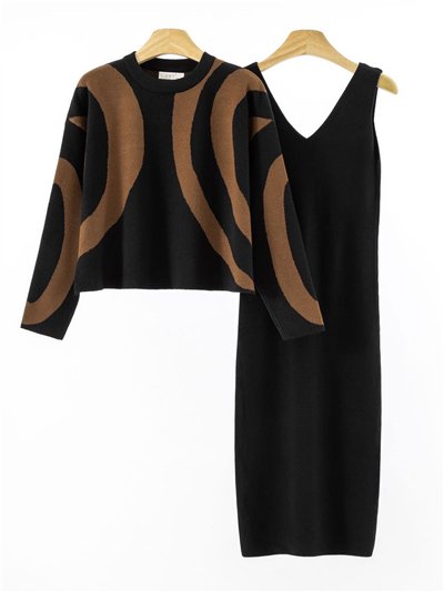 Conjunto Jersey retro + Vestido largo