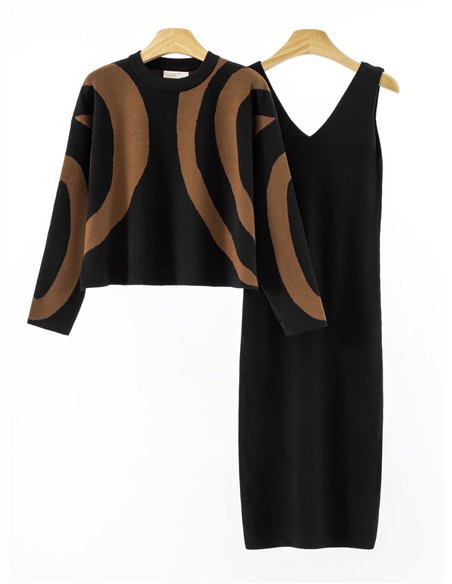 Conjunto Jersey retro + Vestido largo