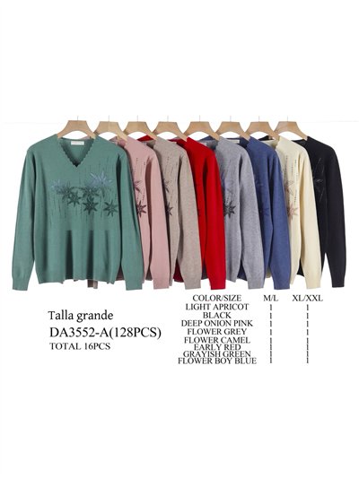 Jersey flores perlas talla grande 2