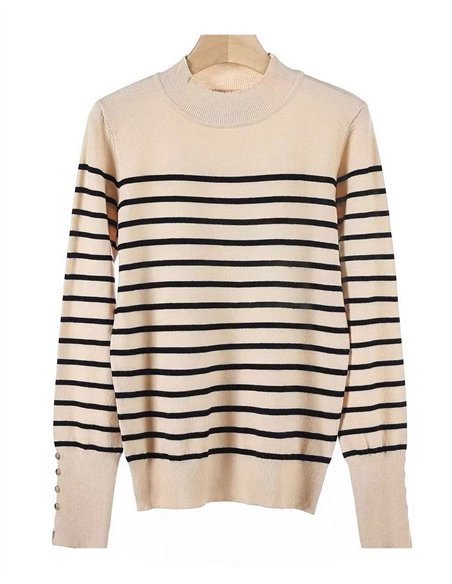 Jersey rayas manga botones cuello perkins