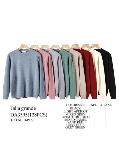 Jersey florecitas bordadas relieve talla grande 2