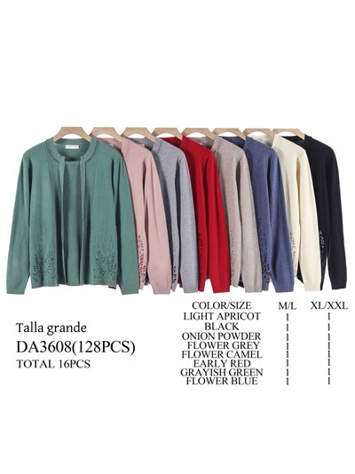 Jersey flores perlas efecto doble talla grande 2