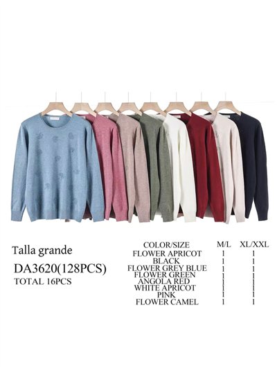 Jersey florecitas bordadas relieve talla grande 2