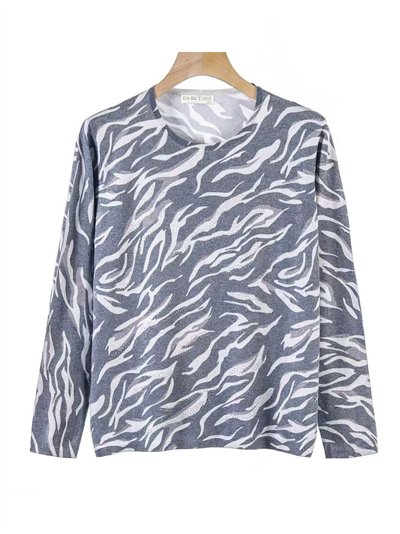 Plus size animal print soft sweater with rhinestone