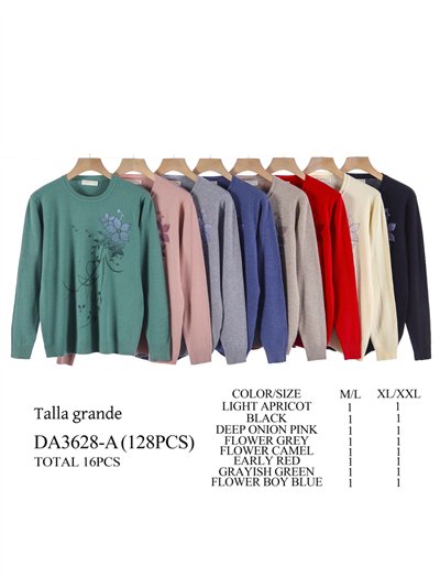 Jersey flores aterciopeladas perlas talla grande 2