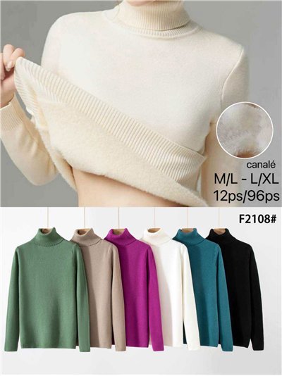 Jersey canalé forro pelo cuello vuelto 2