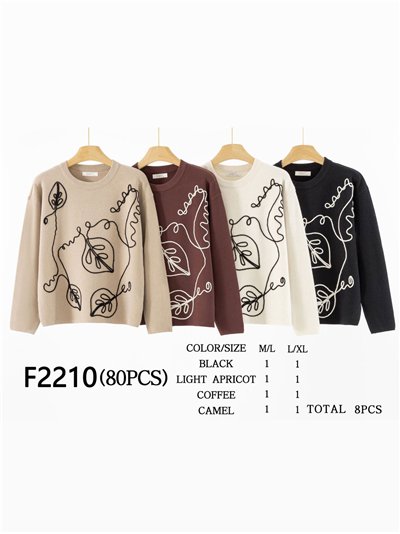 Jersey bordado hojas relieve 2