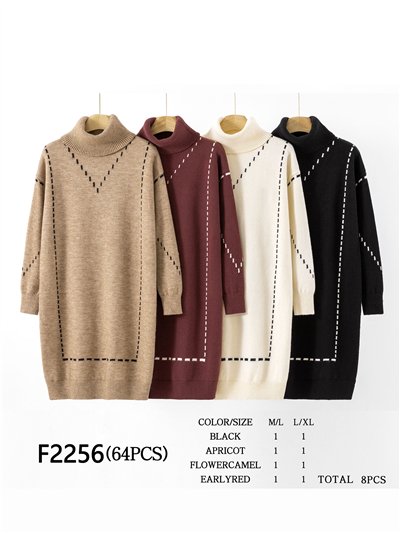 Vestido punto pespuntes cuello vuelto 2