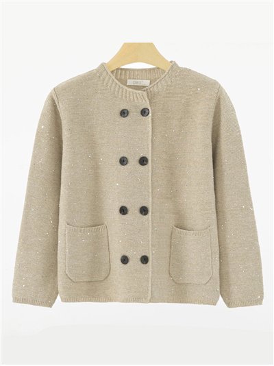Chaqueta punto doble botonadura lentejuelas