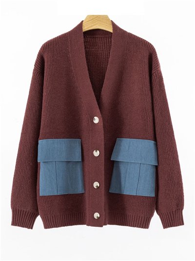 Chaqueta amplia punto bolsillos denim