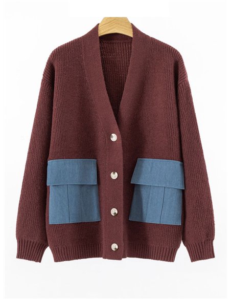 Chaqueta amplia punto bolsillos denim