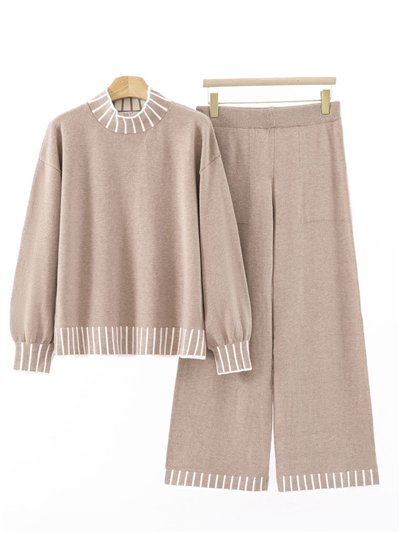 Conjunto Jersey contraste cuello perkins + Pantalón