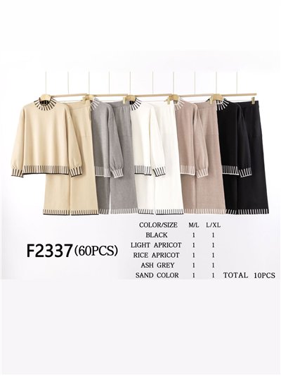 Conjunto Jersey contraste cuello perkins + Pantalón 2