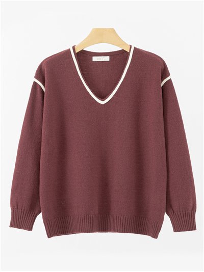 Jersey contraste cuello pico