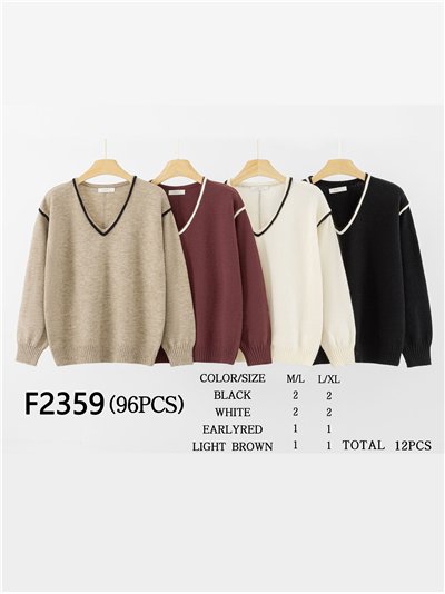 Jersey contraste cuello pico 2