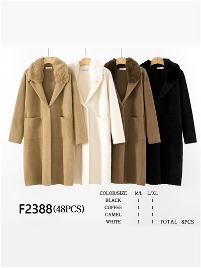 Abrigo largo punto cuello pelo 2