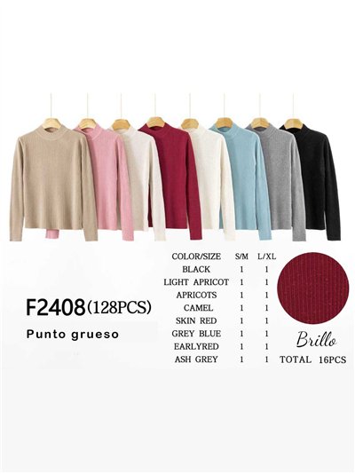 Jersey canalé metalizado punto grueso cuello perkins 2