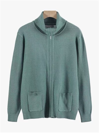Chaqueta punto cremallera cuello vuelto