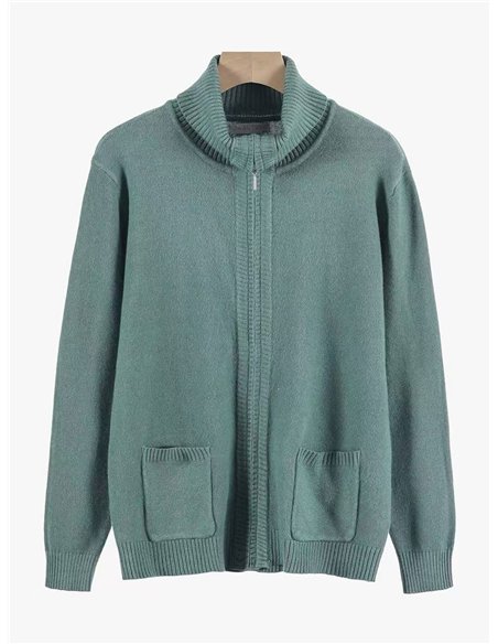 Chaqueta punto cremallera cuello vuelto