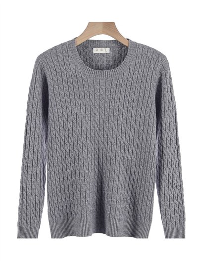 Jersey estructura trenzas punto grueso cuello redondo