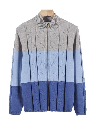 Chaqueta punto cálido franjas cremallera