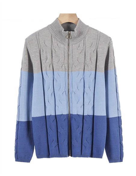 Chaqueta punto cálido franjas cremallera