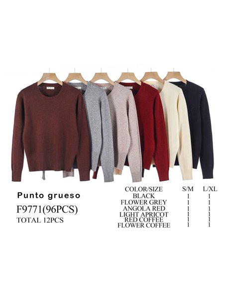 Jersey punto grueso cuello redondo