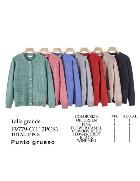 Chaqueta punto cálido estructura talla grande