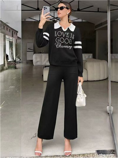 Conjunto Jersey love perlas + Pantalón