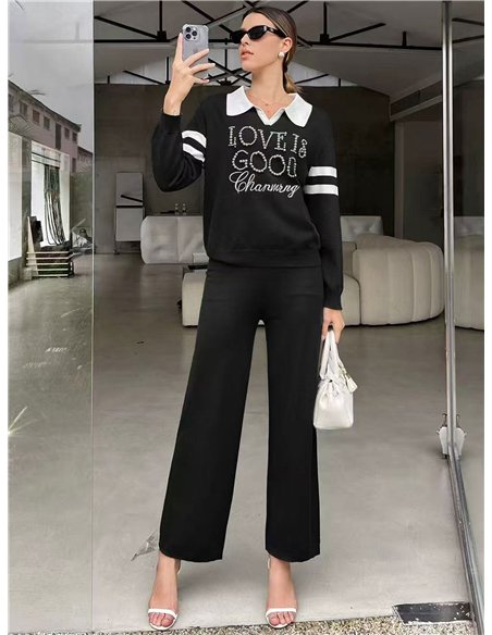 Conjunto Jersey love perlas + Pantalón