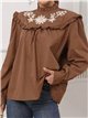 Blusa bordada floral volantes
