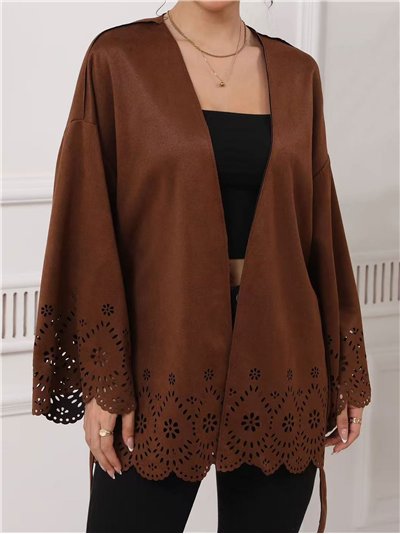 Kimono calado efecto ante botones dorados