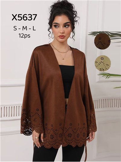 Kimono calado efecto ante botones dorados 2