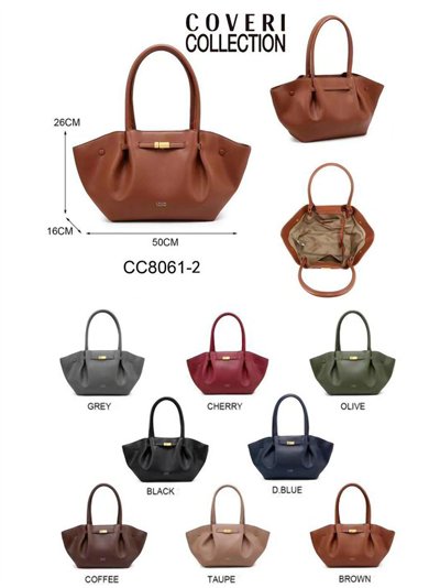 Amplio bolso de hombro Coveri Collection con Botones Laterales y Frontal Decorativo