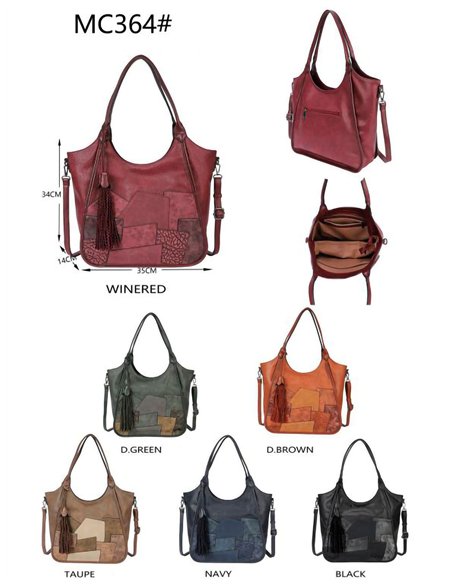 Bolso de hombro con gran capacidad detalle borlas