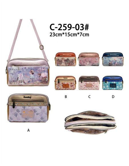 Bolso Bandolera cremallera con diseño muñeca