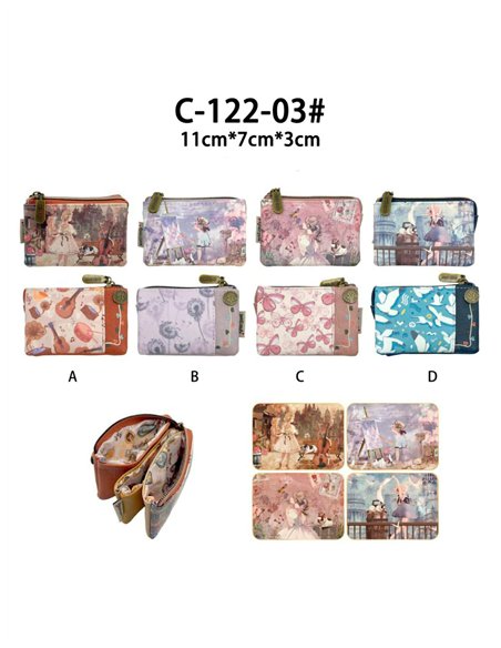 Monedero compacto compartimentos con diseño muñeca