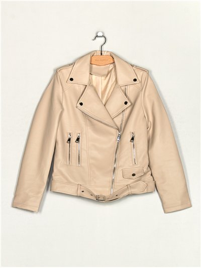 Chaqueta biker efecto piel