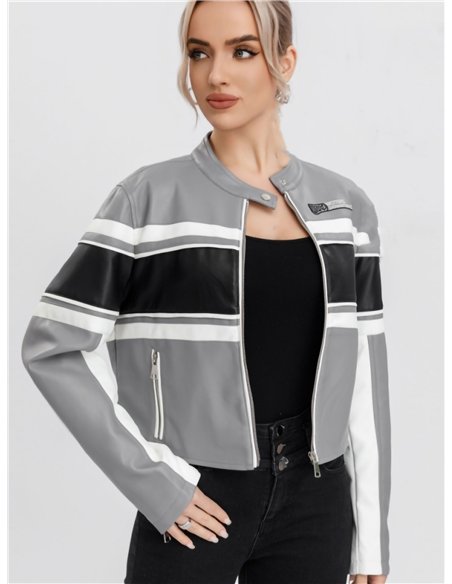 Chaqueta franjas efecto piel