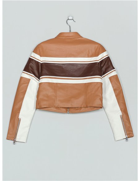 Chaqueta franjas efecto piel
